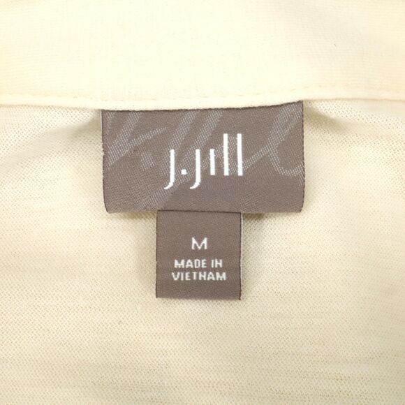 J Jill Top Womens Medium Ivory Cotton Knit Pleated Front Blouse Pullover Career - Picture 3 of 13